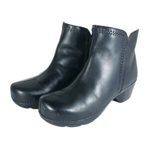 Dansko Women's Scout US9-9,5 EU40 Black Leather Braid Detail Ankle Clog Boots